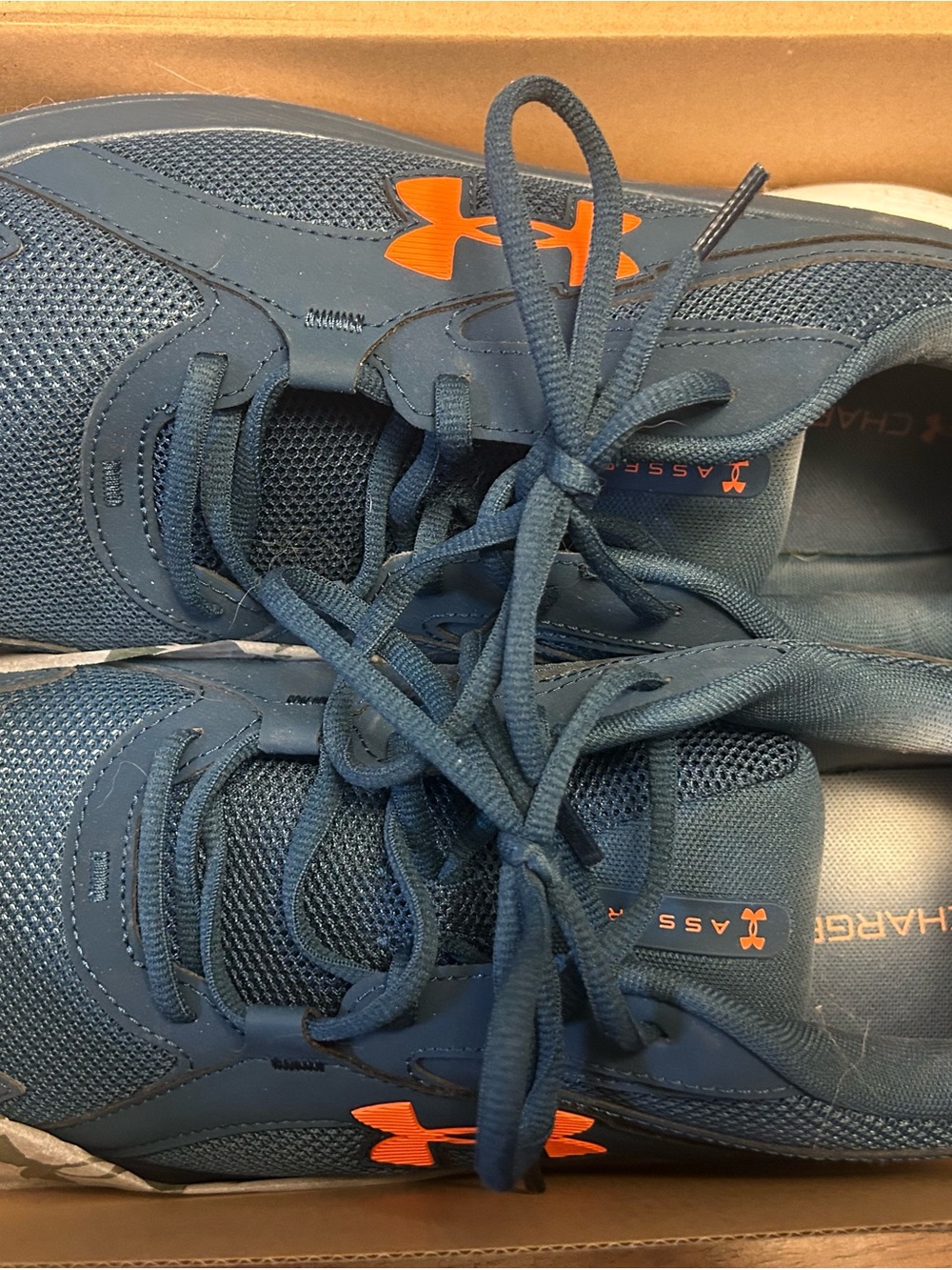 Under Armour Mens Navy & Orange Athletic Sneakers